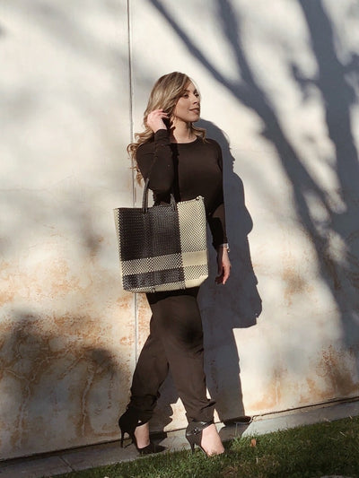 Crossed Paths Tote Bag! In our Black and Cream Colors