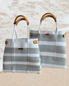 Summer Soiree Tote Bag with Camel Colored Handles