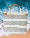 Summer Soiree Tote Bag with Camel Colored Handles